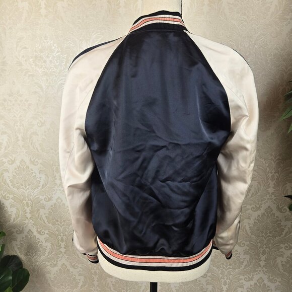 Coach Size 2 Reversible Bomber Varsity Jacket Navy White Penguin  Snap Front - Picture 8 of 16